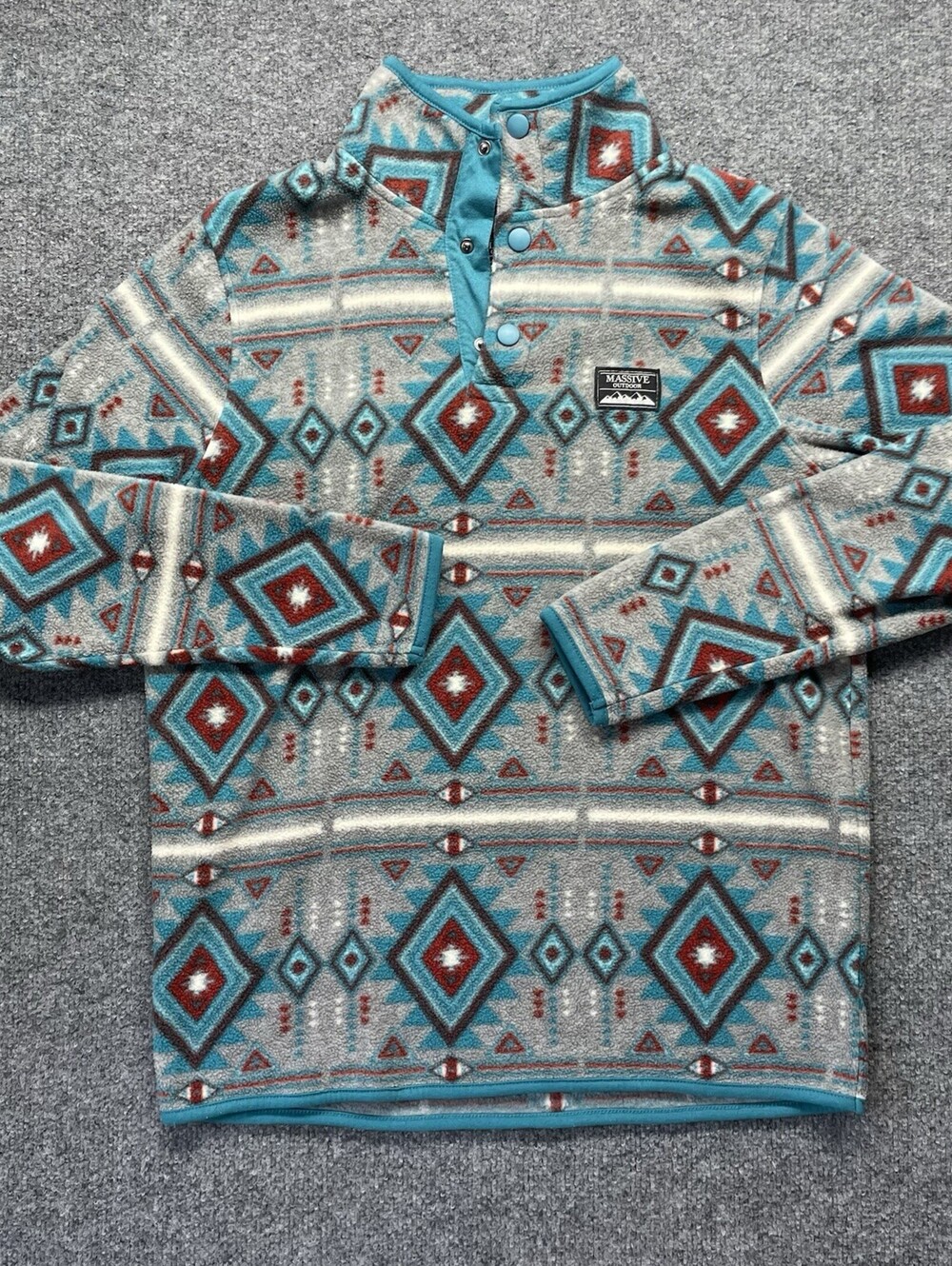 Massive Outdoor Vintage Aztec Southwest Fleece Pullover Snap Neck Size Men’s S